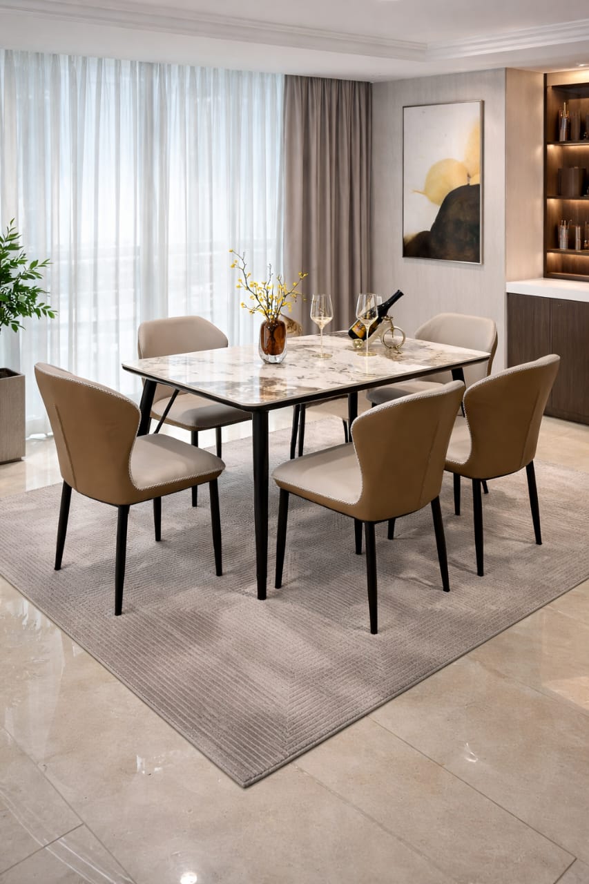 TABLE A MANGER 6PLACES 140X80CM MARRON P130(1+6)