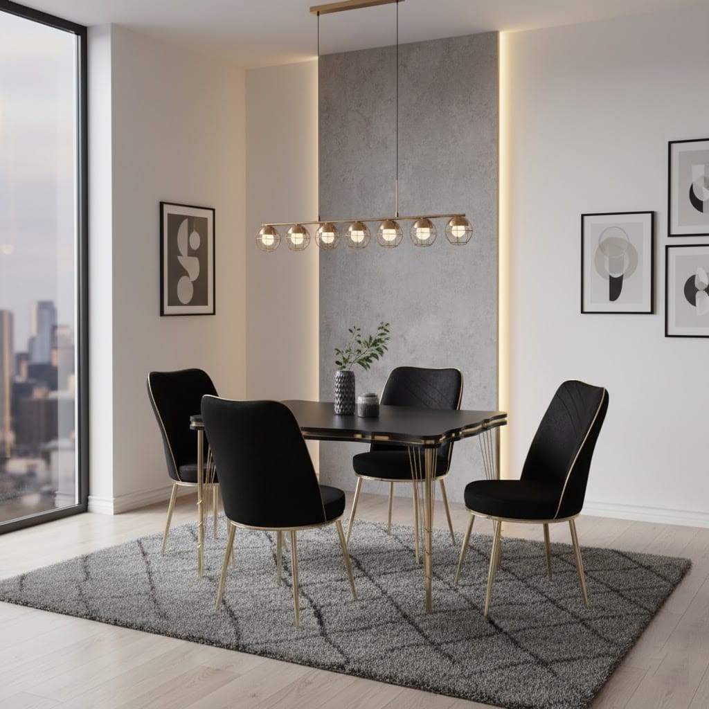 TABLE A MANGER APLACES 160X70X75 NOIR DORE 3002020