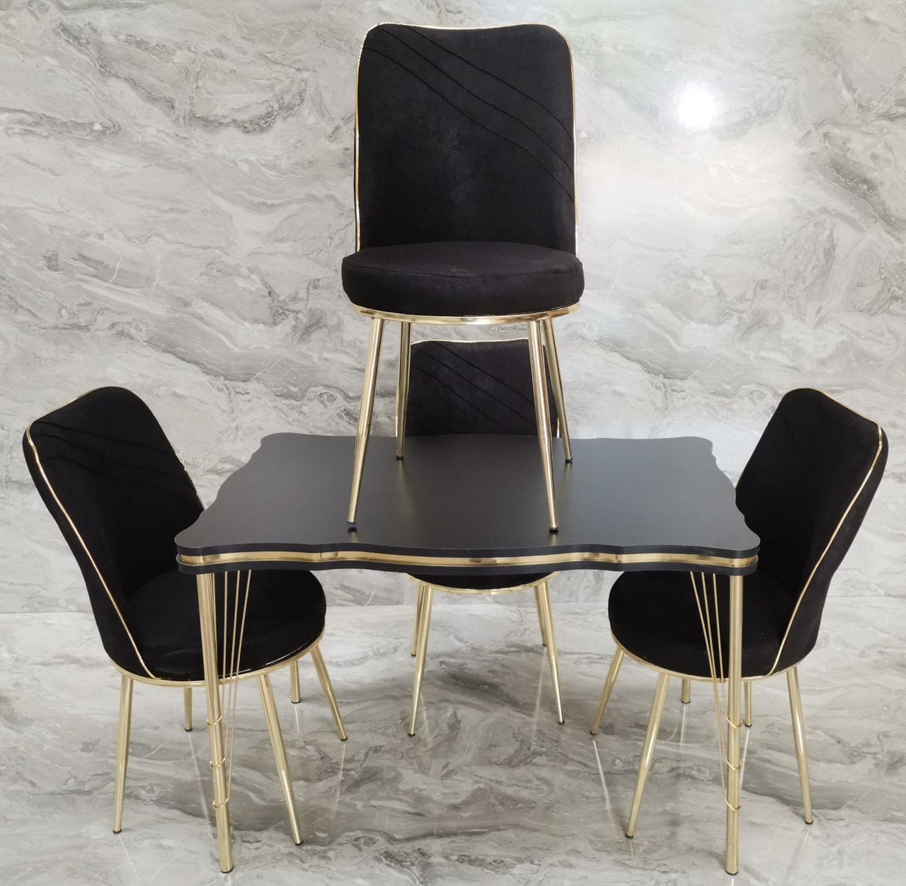 TABLE A MANGER APLACES 160X70X75 NOIR DORE 3002020 2