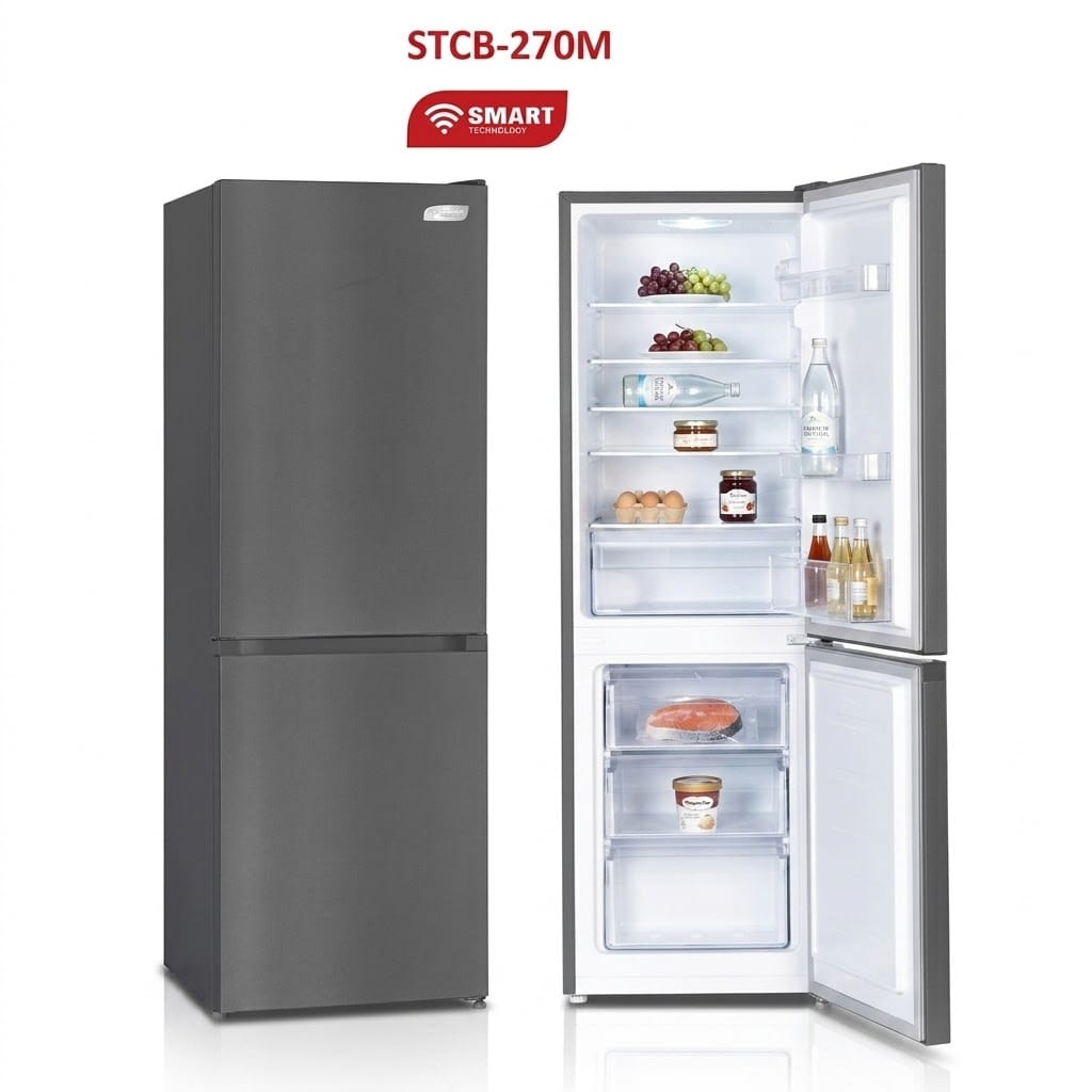 REFRIGERATEUR SMART TECHNOLOGY COMBINE 3TIROIRS 157L GRIS STCB270M