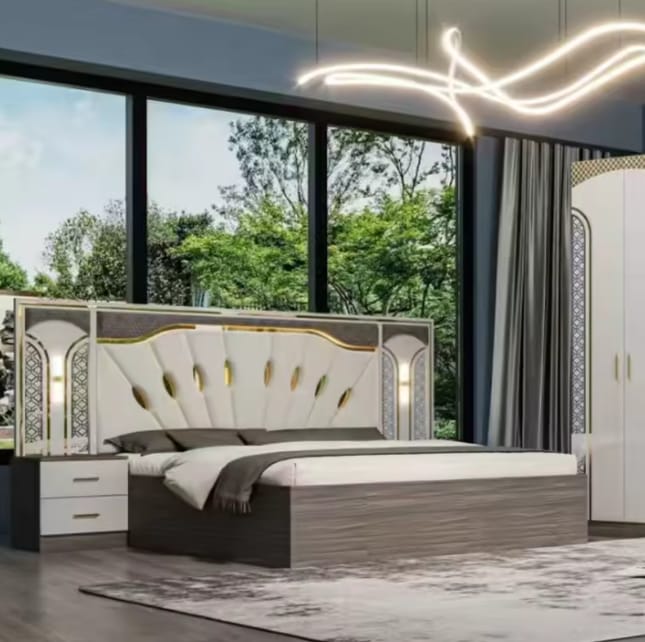 CHAMBRE A COUCHER 6BATTANTS 5PIECES GRIS BLANC MC627H 3