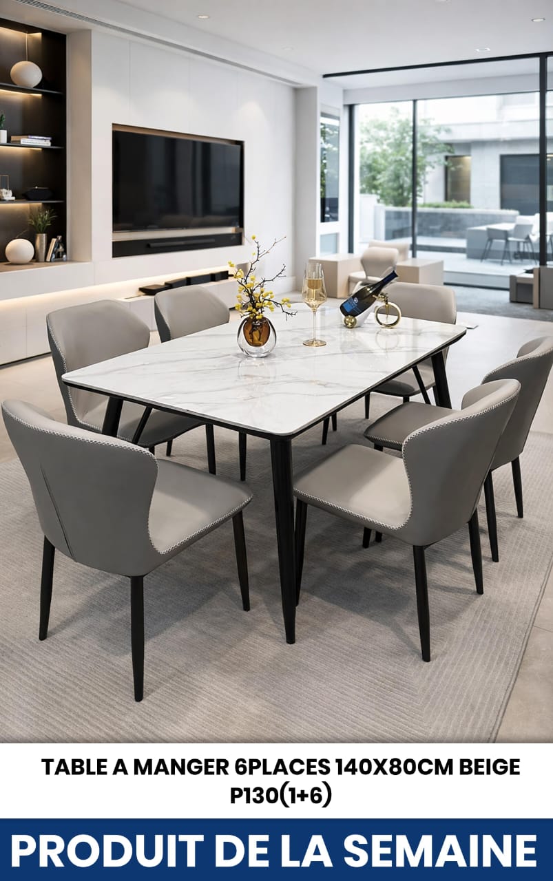 TABLE A MANGER 6PLACE 140X80CM MARRON P130(1+6). 2